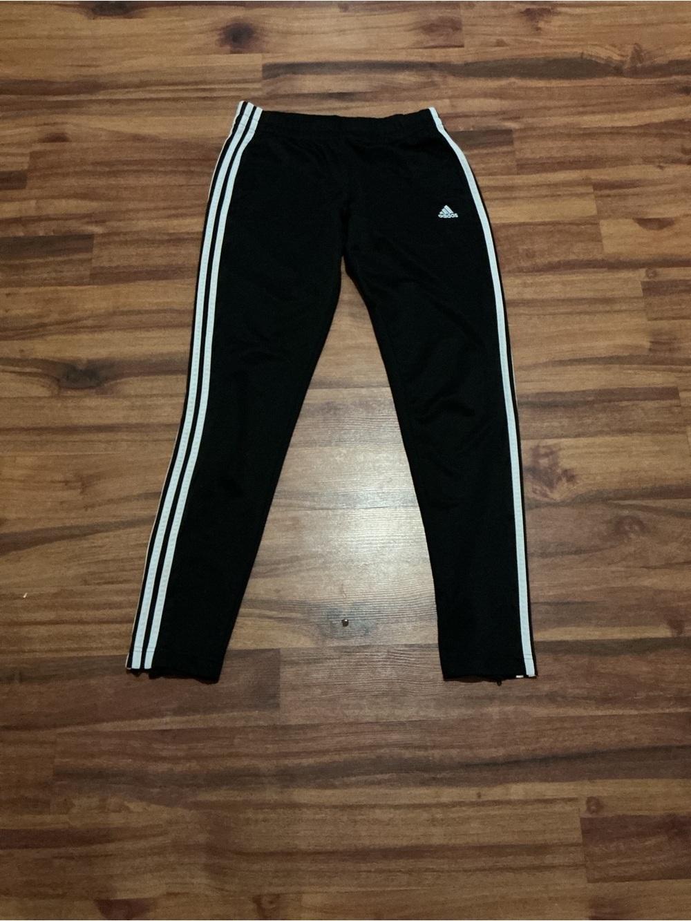 Adidas women Black Track Pants with White Side Stripes small